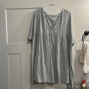 MACARON Light Grey V-Neck Oversized Tunic Dress